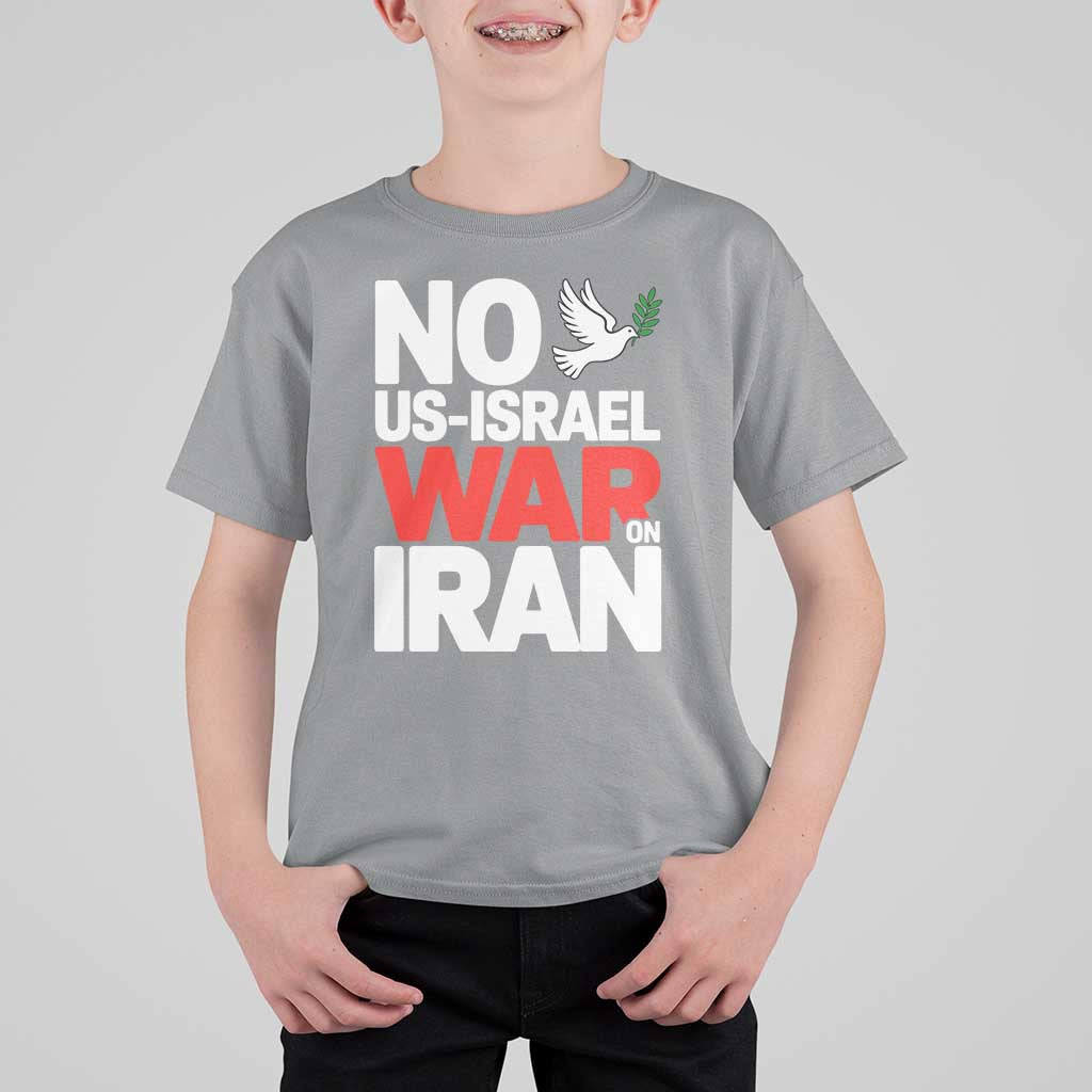 No US Israel War On Iran T Shirt For Kid Anti War Peace Dove
