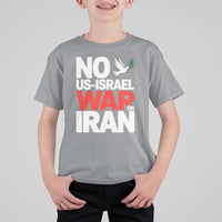No US Israel War On Iran T Shirt For Kid Anti War Peace Dove