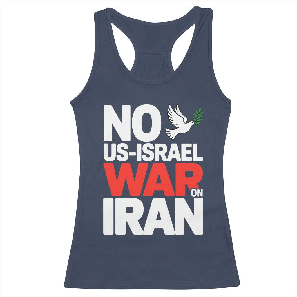 No US Israel War On Iran Racerback Tank Top Anti War Peace Dove