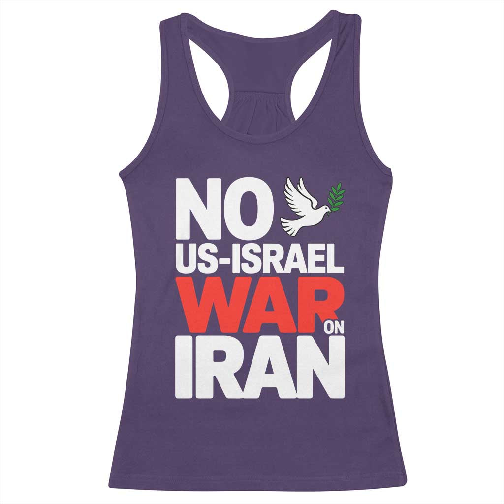 No US Israel War On Iran Racerback Tank Top Anti War Peace Dove