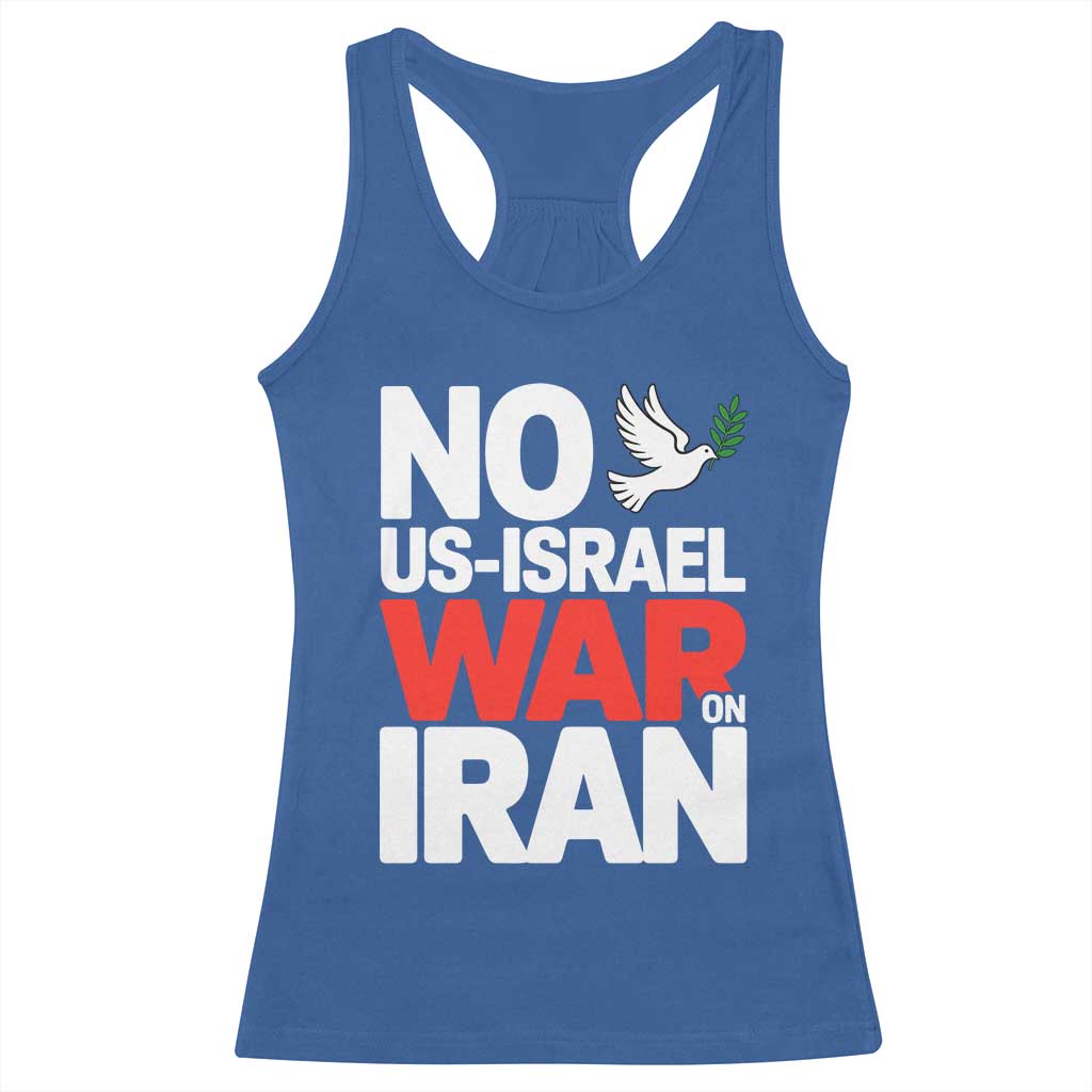 No US Israel War On Iran Racerback Tank Top Anti War Peace Dove