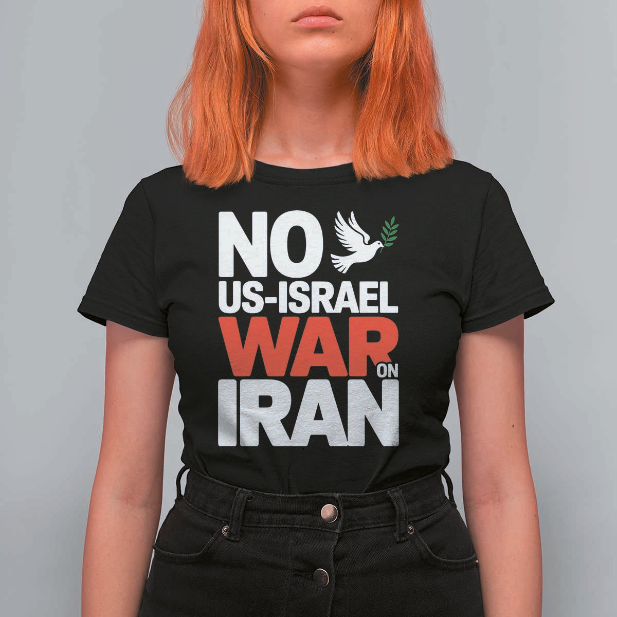 No US Israel War On Iran T Shirt For Women Anti War Peace Dove