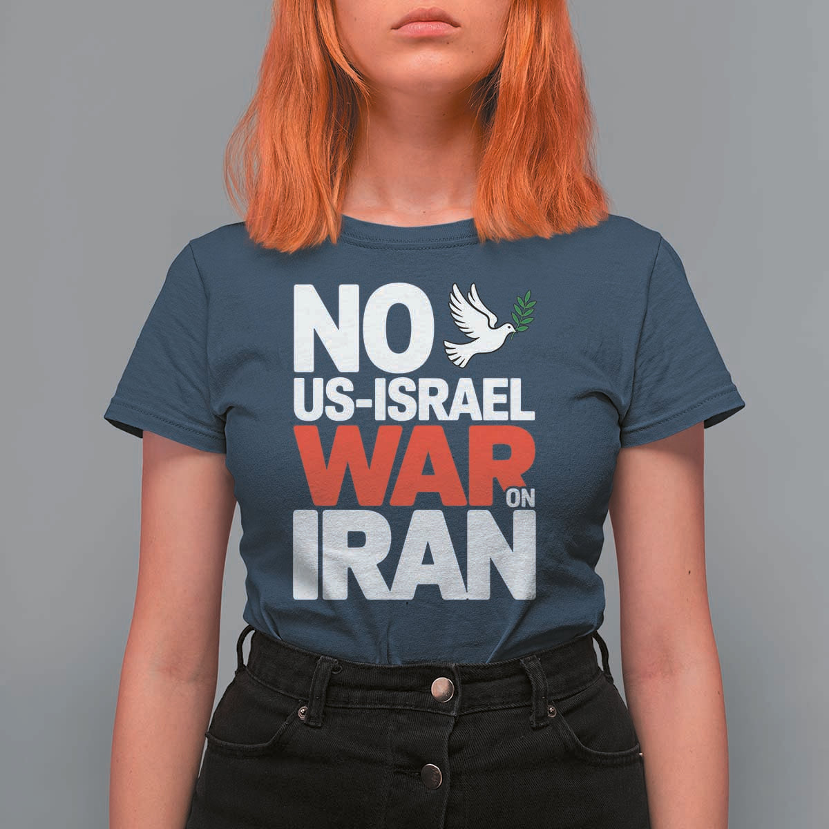 No US Israel War On Iran T Shirt For Women Anti War Peace Dove