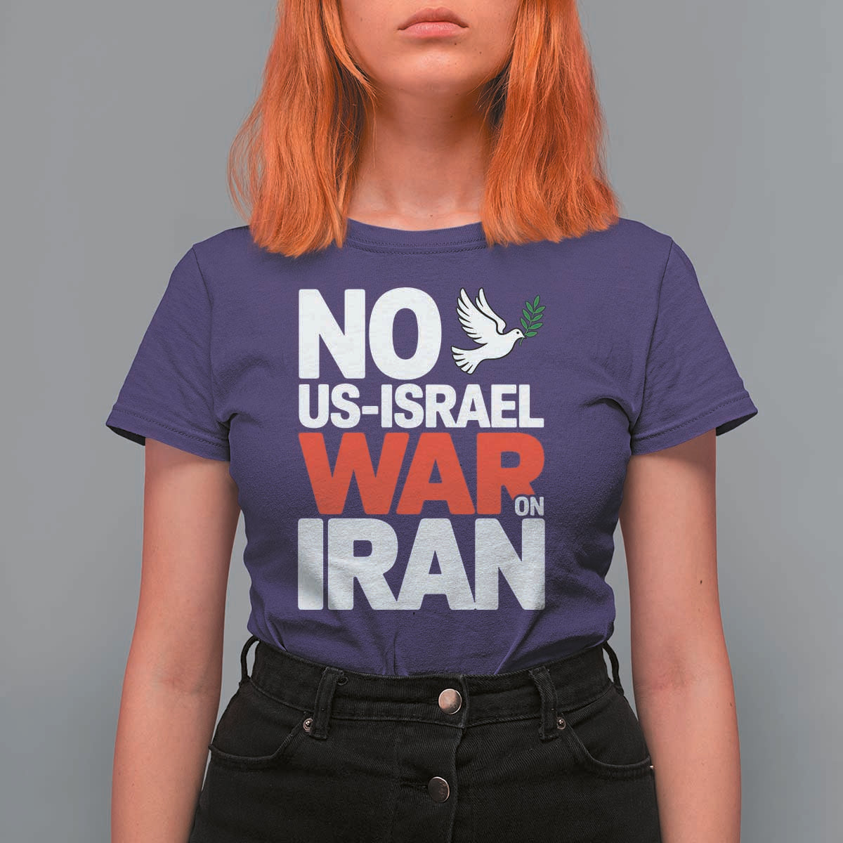 No US Israel War On Iran T Shirt For Women Anti War Peace Dove