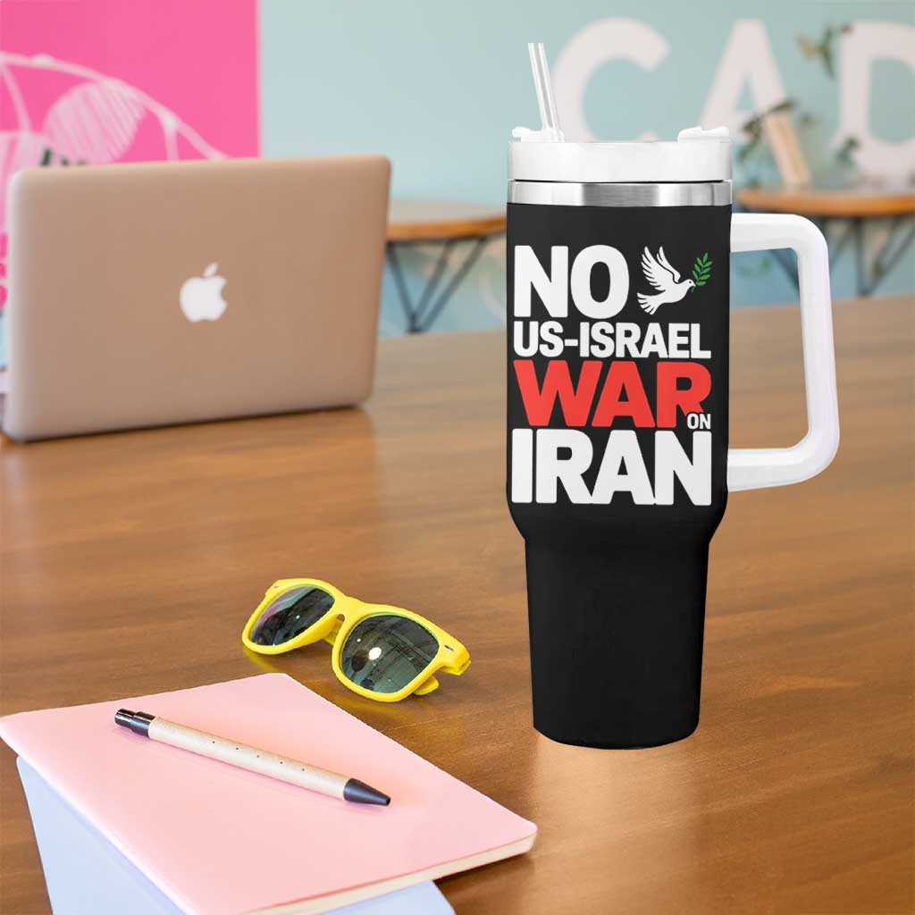 No US Israel War On Iran Tumbler With Handle Anti War Peace Dove