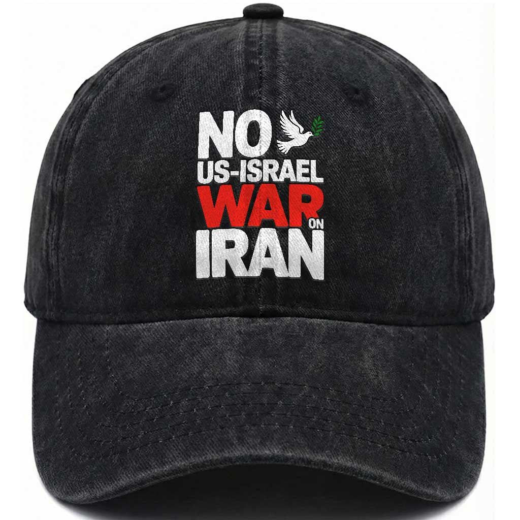 No US Israel War On Iran Washed Cotton Baseball Cap Anti War Peace Dove