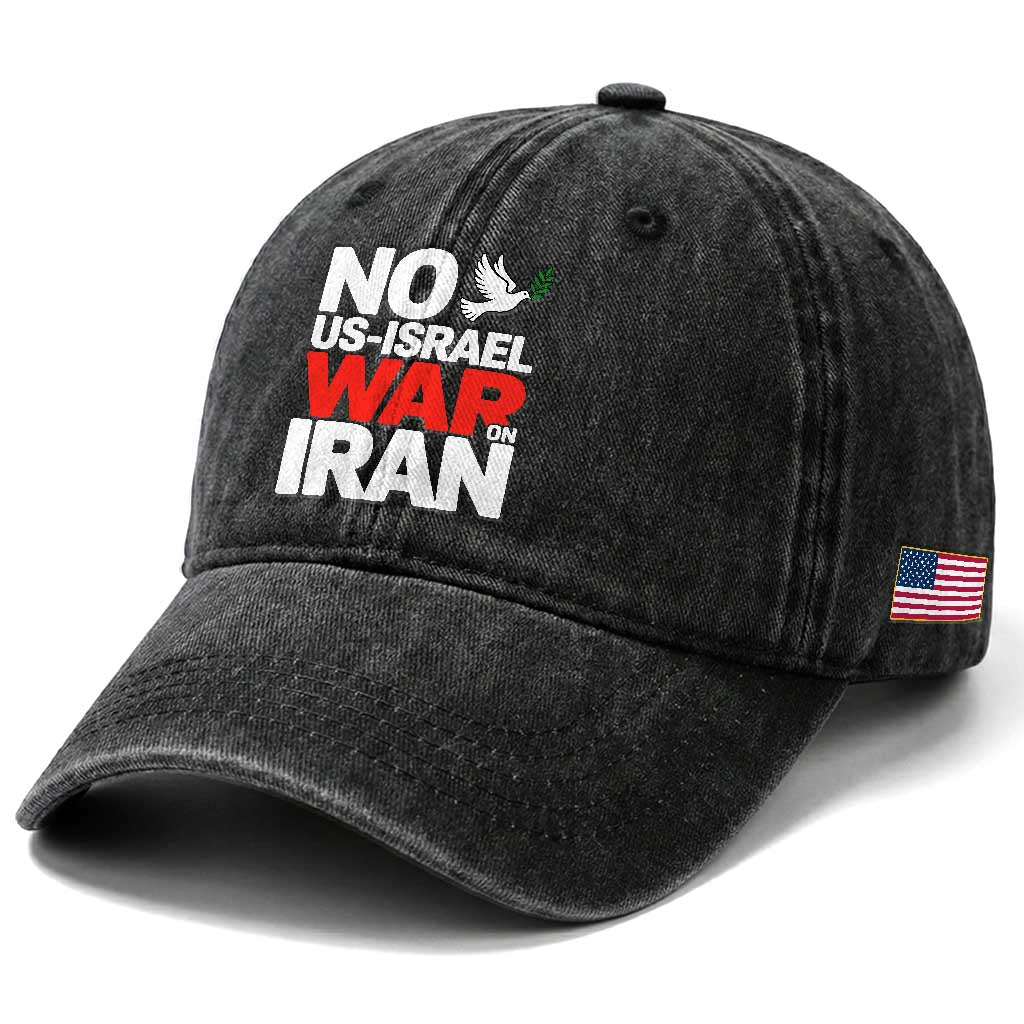 No US Israel War On Iran Washed Cotton Baseball Cap Anti War Peace Dove