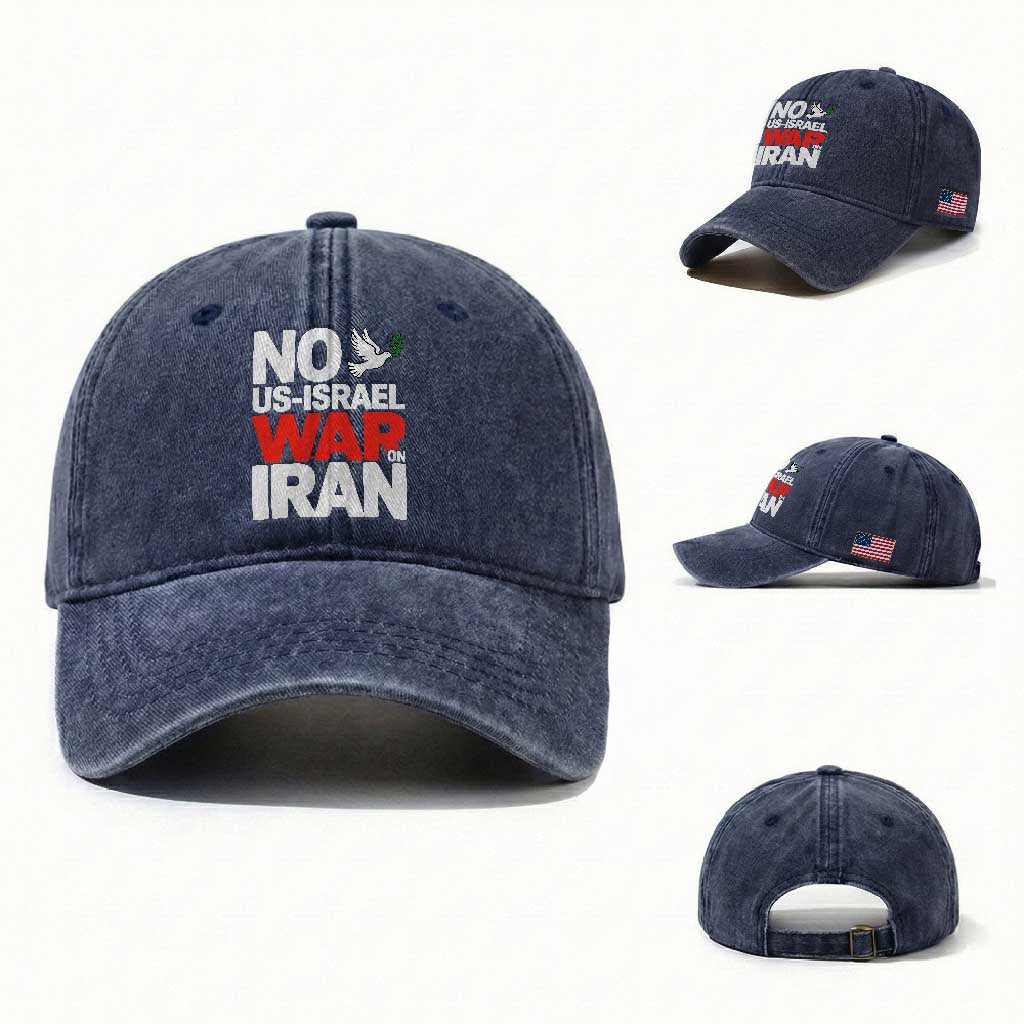 No US Israel War On Iran Washed Cotton Baseball Cap Anti War Peace Dove