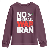 No US Israel War On Iran Youth Sweatshirt Anti War Peace Dove