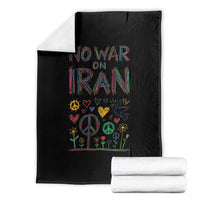 No War On Iran Colorful Peace Graphic Throw Blanket Retro Anti War Protest