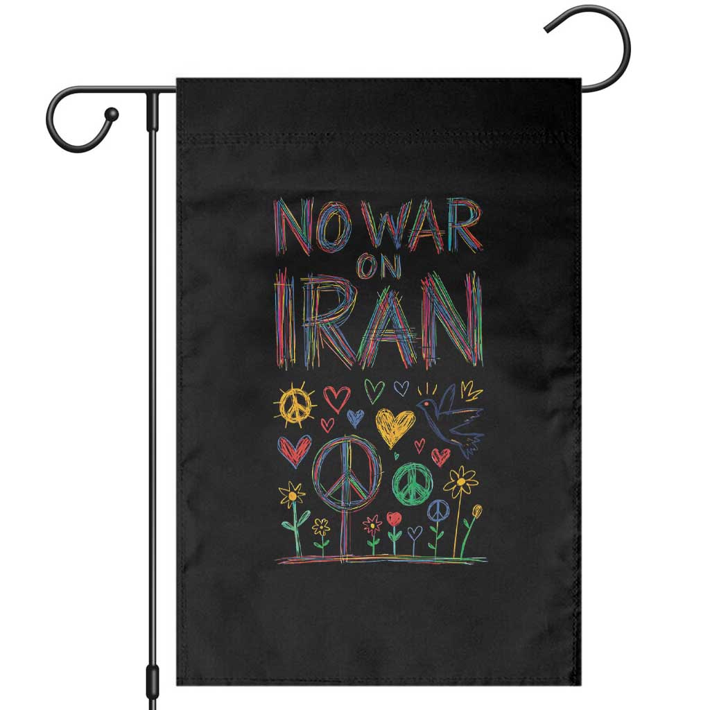 No War On Iran Colorful Peace Graphic Garden Flag Retro Anti War Protest