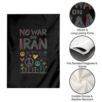No War On Iran Colorful Peace Graphic Garden Flag Retro Anti War Protest