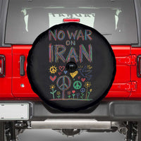 No War On Iran Colorful Peace Graphic Spare Tire Cover Retro Anti War Protest