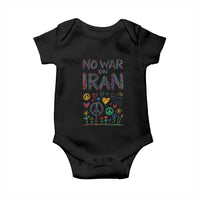 No War On Iran Colorful Peace Graphic Baby Onesie Retro Anti War Protest