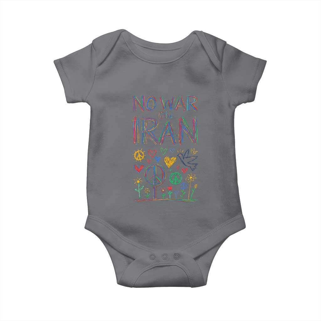 No War On Iran Colorful Peace Graphic Baby Onesie Retro Anti War Protest