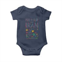 No War On Iran Colorful Peace Graphic Baby Onesie Retro Anti War Protest