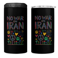 No War On Iran Colorful Peace Graphic 4 in 1 Can Cooler Tumbler Retro Anti War Protest