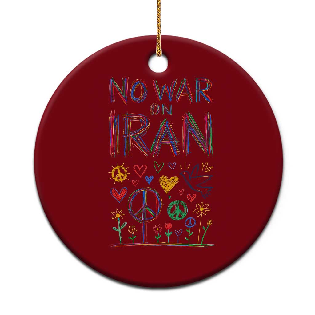 No War On Iran Colorful Peace Graphic Ceramic Ornament Retro Anti War Protest