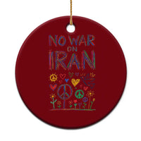 No War On Iran Colorful Peace Graphic Ceramic Ornament Retro Anti War Protest