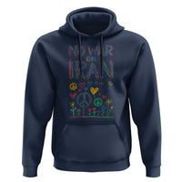 No War On Iran Colorful Peace Graphic Hoodie Retro Anti War Protest