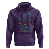 No War On Iran Colorful Peace Graphic Hoodie Retro Anti War Protest