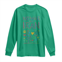 No War On Iran Colorful Peace Graphic Long Sleeve Shirt Retro Anti War Protest