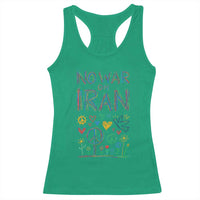 No War On Iran Colorful Peace Graphic Racerback Tank Top Retro Anti War Protest