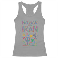 No War On Iran Colorful Peace Graphic Racerback Tank Top Retro Anti War Protest