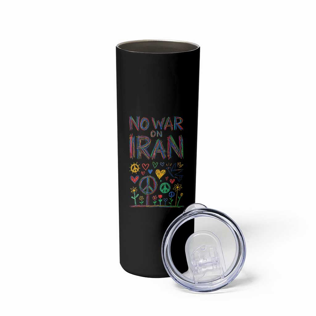 No War On Iran Colorful Peace Graphic Skinny Tumbler Retro Anti War Protest