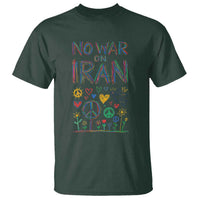 No War On Iran Colorful Peace Graphic T Shirt Retro Anti War Protest
