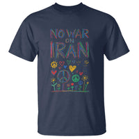 No War On Iran Colorful Peace Graphic T Shirt Retro Anti War Protest