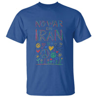 No War On Iran Colorful Peace Graphic T Shirt Retro Anti War Protest