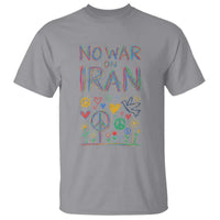 No War On Iran Colorful Peace Graphic T Shirt Retro Anti War Protest