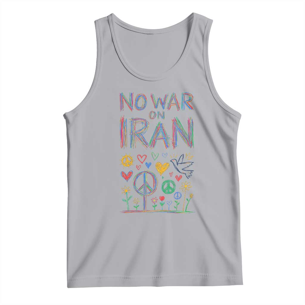 No War On Iran Colorful Peace Graphic Tank Top Retro Anti War Protest