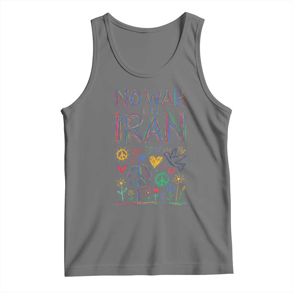 No War On Iran Colorful Peace Graphic Tank Top Retro Anti War Protest