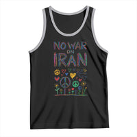 No War On Iran Colorful Peace Graphic Tank Top Retro Anti War Protest
