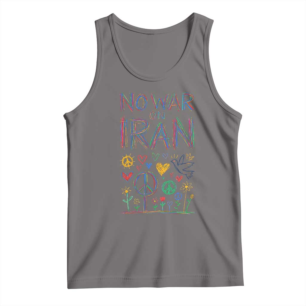 No War On Iran Colorful Peace Graphic Tank Top Retro Anti War Protest
