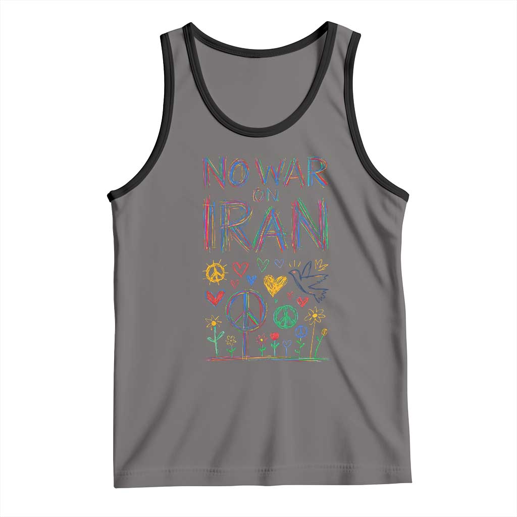 No War On Iran Colorful Peace Graphic Tank Top Retro Anti War Protest
