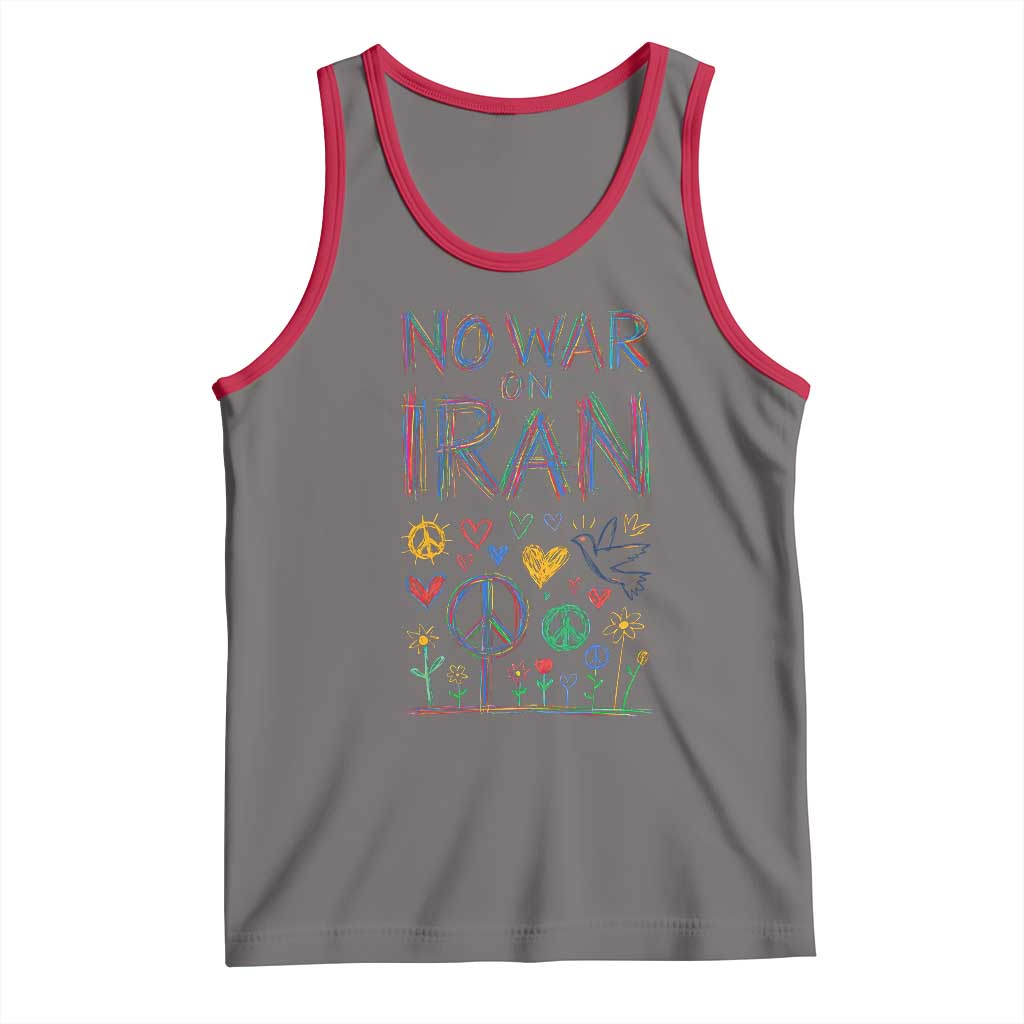 No War On Iran Colorful Peace Graphic Tank Top Retro Anti War Protest