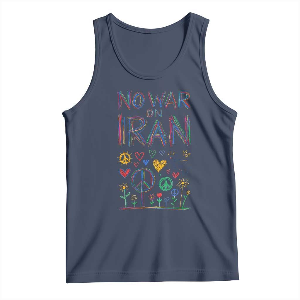 No War On Iran Colorful Peace Graphic Tank Top Retro Anti War Protest