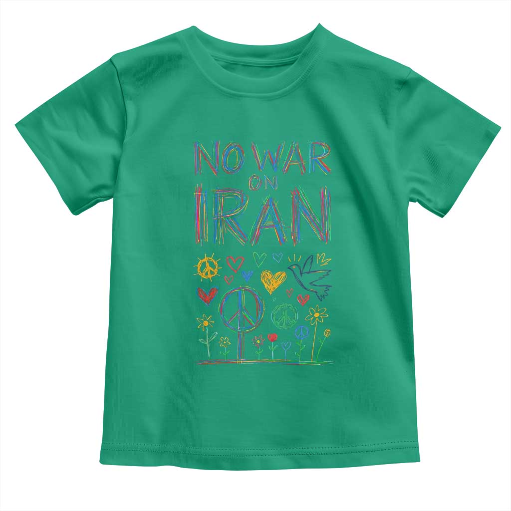 No War On Iran Colorful Peace Graphic Toddler T Shirt Retro Anti War Protest