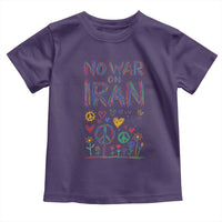 No War On Iran Colorful Peace Graphic Toddler T Shirt Retro Anti War Protest