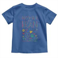 No War On Iran Colorful Peace Graphic Toddler T Shirt Retro Anti War Protest