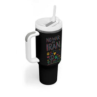 No War On Iran Colorful Peace Graphic Tumbler With Handle Retro Anti War Protest