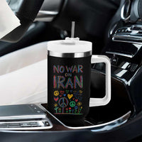 No War On Iran Colorful Peace Graphic Tumbler With Handle Retro Anti War Protest