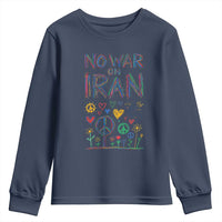 No War On Iran Colorful Peace Graphic Youth Sweatshirt Retro Anti War Protest
