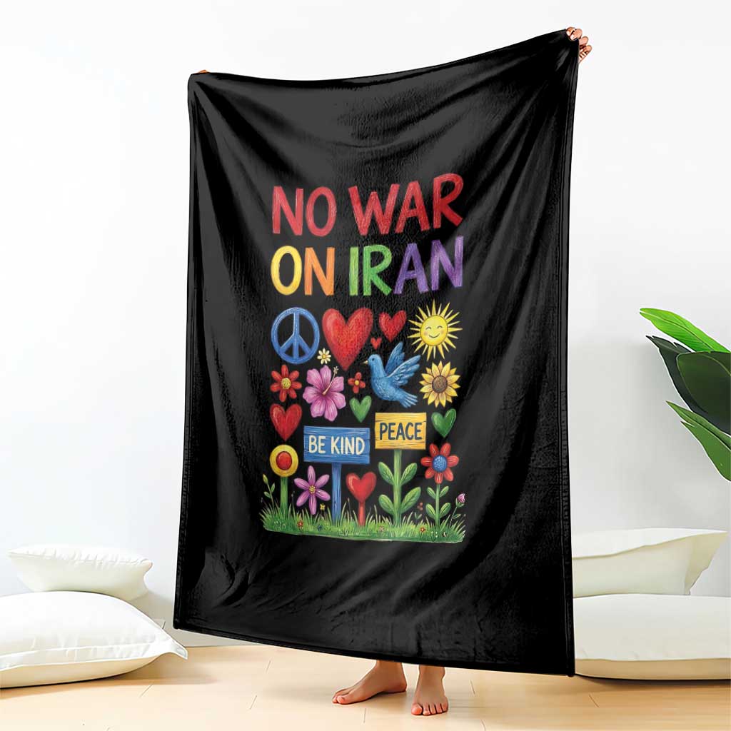No War On Iran Colorful Peace Protest Throw Blanket Anti War Activist Statement