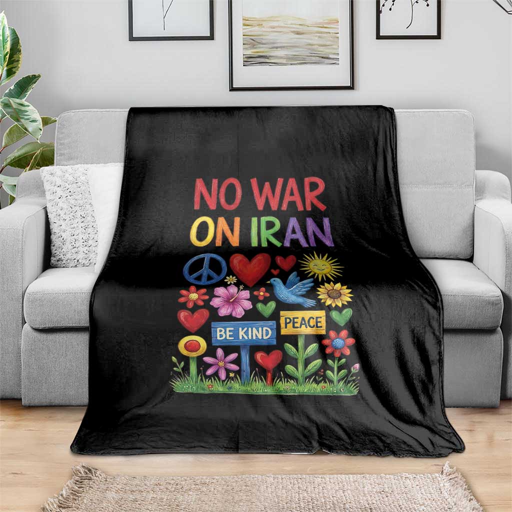No War On Iran Colorful Peace Protest Throw Blanket Anti War Activist Statement