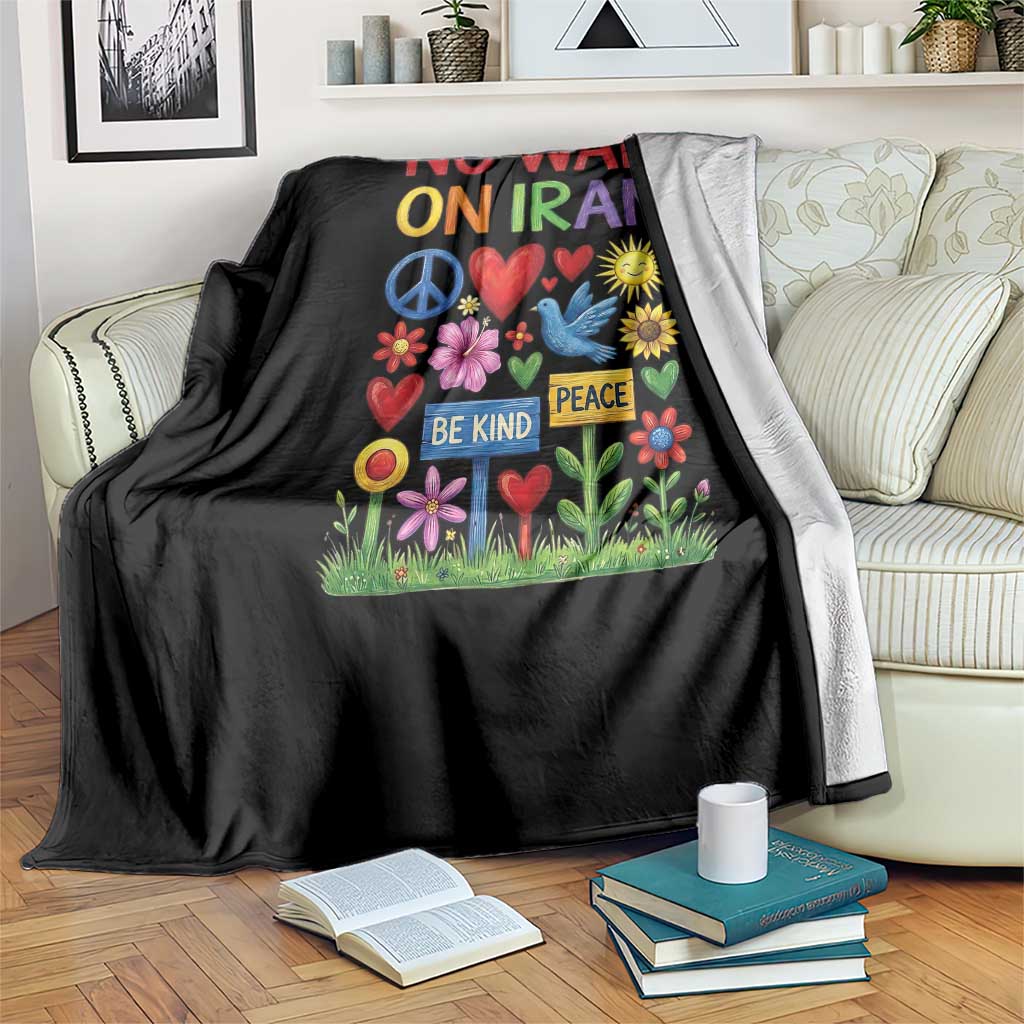 No War On Iran Colorful Peace Protest Throw Blanket Anti War Activist Statement
