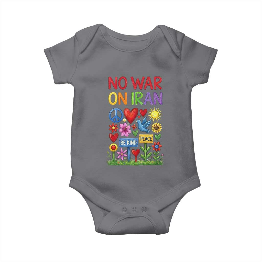 No War On Iran Colorful Peace Protest Baby Onesie Anti War Activist Statement